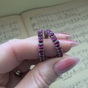 Elegant Purple Gemstone Hoop Earrings
